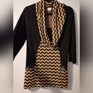 Coco Bianco Black and Tan Cowl Neck Sweater